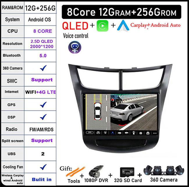 9'' For Chevrolet Sail Aveo 2015 - 2019 Android 14 Car Radio Carplay GPS Navigation Video Stereo Multimedia Player 5G Wifi