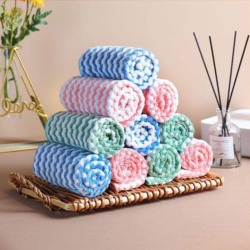 Cationic Coral Fleece Absorbent Waffle Dishcloth - Non-Stick Oil Kitchen Cleaning Cloth