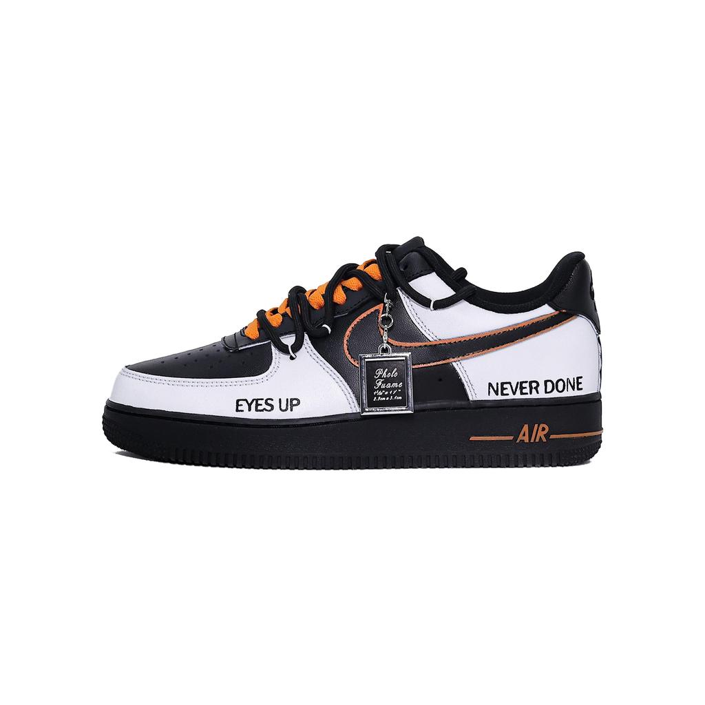 Nike Air Force 1 Cushioning, Wear Resistant Low Top Skateboard Shoes Unisex Black White CW2288-001(Team1375-BAG)