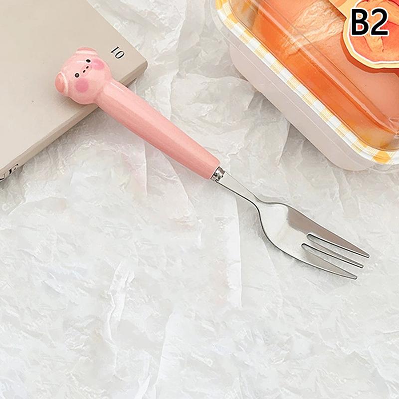 

Мультяшный щенок поросенок ложка вилки столовые приборы из нержавеющей стали портативный студенческий мультяшный столовый набор детский ящик для хранения B2