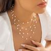 Trend Temperament Imitation Pearl Chain Tassel Multi-layer Necklace for Women Bride Wedding Multi-layer Neck Chain Charm Jewelry