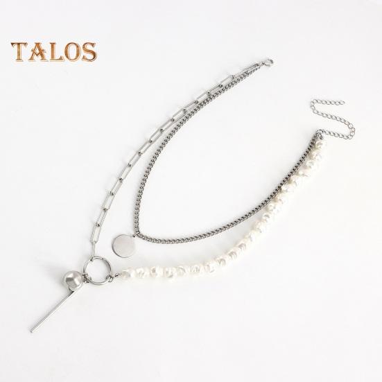 Collier de perles baroques artificielles superposées pour femme, collier à chaîne trombone en perles artificielles empilables, bijoux pour femme et petite amie