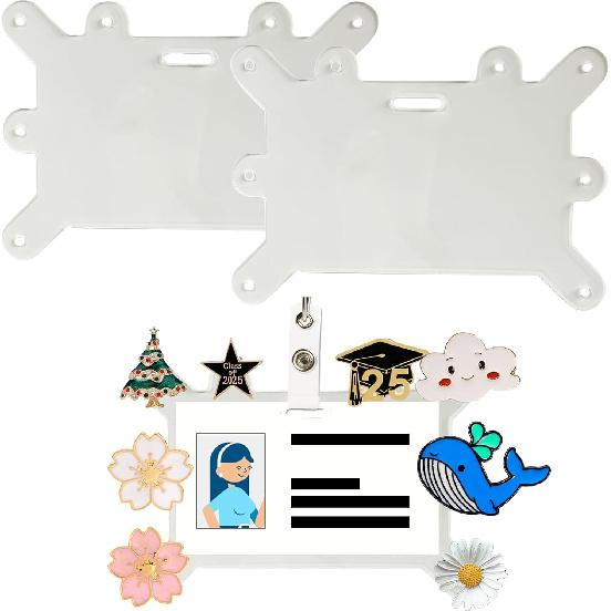 Badge Buddy Horizontal Pin Holder for Nurse Badge, Student ID, Employee Card with 8 Pin Holes