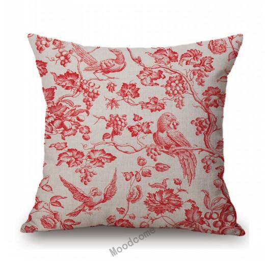 Navy Blue Delft Blue Toile De Jouy Pattern Design Royal Elegant Home Decorative Sofa Throw Pillowcase Cotton Linen Cushion Cover