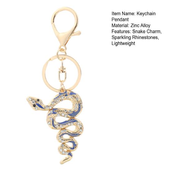 Keychain Pendant Sparkling Rhinestones Inlaid Zinc Alloy Snake Shape Key Chain Lightweight Car Bag Accessory