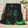 1pc Printed Flannel Blanket with Fluorescent Glow Black Panther Print, Soft and Warm, for Bedroom and Sofa, High-End Atmospheric Small Throw Blanket, 