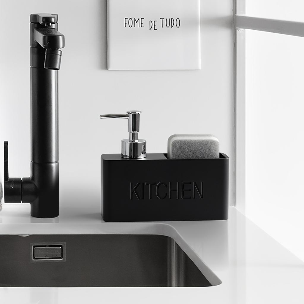 Multifunctional Kitchen Soap Dispenser with Sponge Holder Dishwashing Liquid Bottle Storage Box