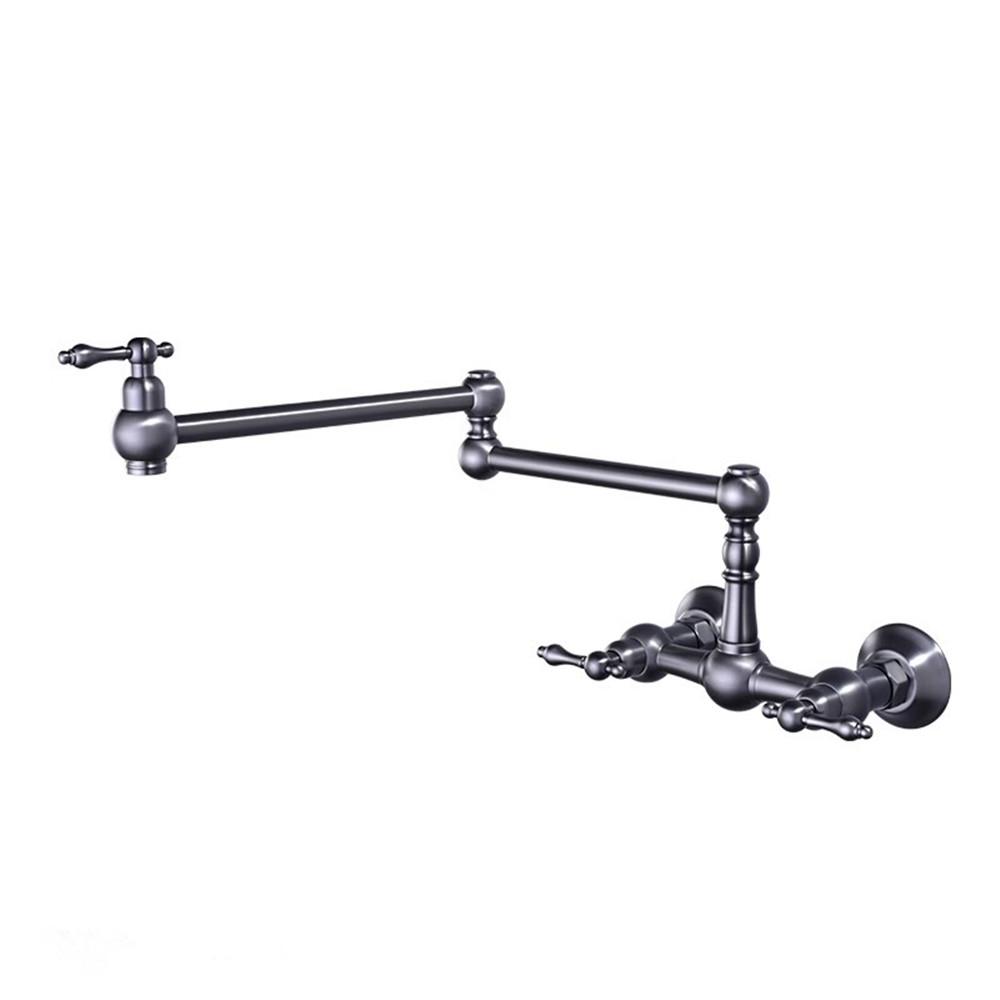 Brushed Gold Pot Filler Tap Black Foldable Kitchen Faucet Hot & Cold Nickel Sink Tap Rotate Folding Spout Wall Mounted Brass