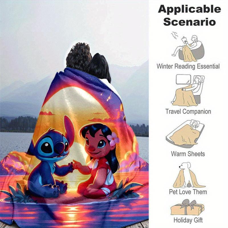 1pc Cute Stitch Printing Blanket - Soft, All-Season Throw for Living Room, Bedroom,Personalized Gift with Adorable Cartoon Design
