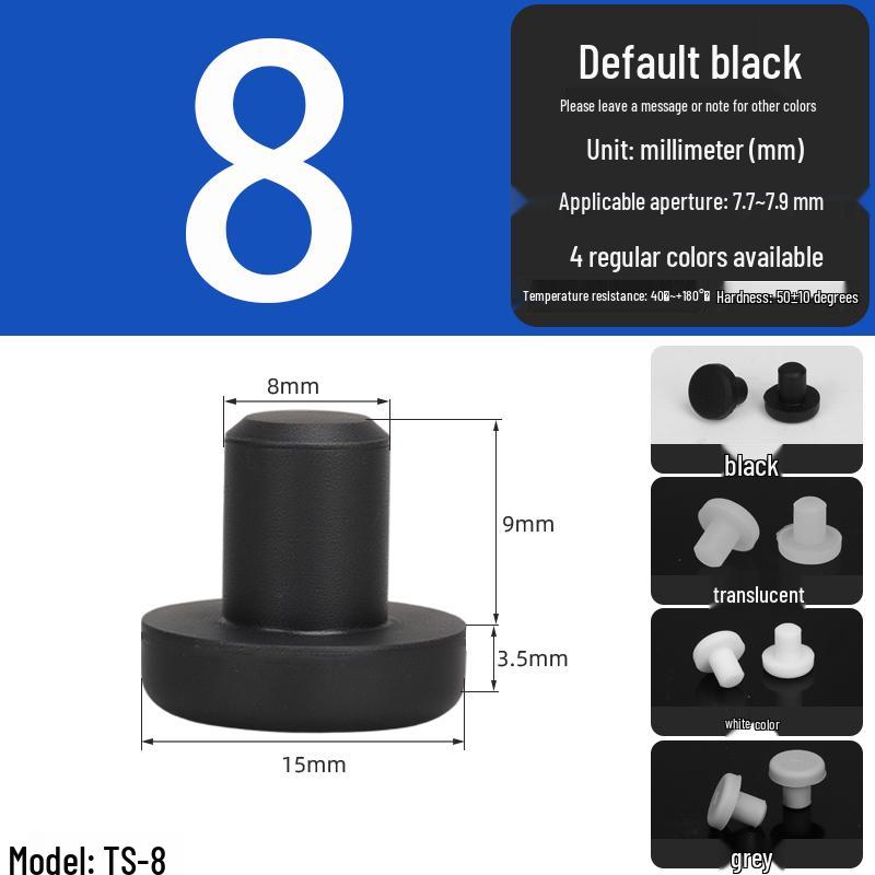 Black High-Temperature Resistant T-Shaped Silicone Stopper - Round Hole Rubber Gasket & Shock-Absorbing Blind Plug
