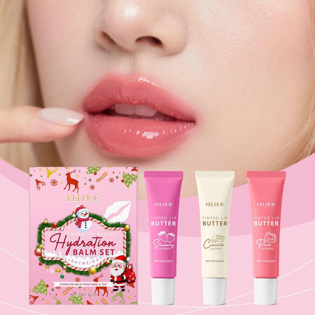 EELHOE Hydrating Tinted Lip Balm Set for Plump, Soft Lips