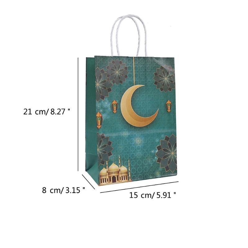 12pcs Paper Gift Sacks Set Packings Handbag for Middle East Present Muslims Islamic Food Packagings Pouches Decorations