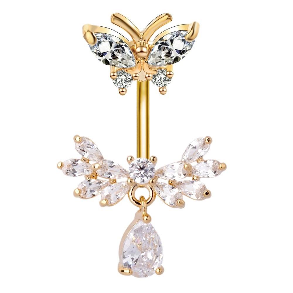 Anneau de nombril design papillon zirconium Anneau de nombril scintillant Piercing de nombril ailes mode Femmes