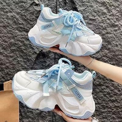 Dad Shoes Women's Design Sense Niche Autumn New Mesh Breathable Lightweight Sports Shoes Heightening Casual Shoes