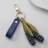 Multi-color PU Leather Flower Keychain 1Pcs Handwoven Portable Pendant Hanger for Backpack Car Key Daily Decor Travel Souvenir
