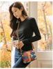 Ethnic Style Colorblock Patchwork Double Zipper Crossbody Bag