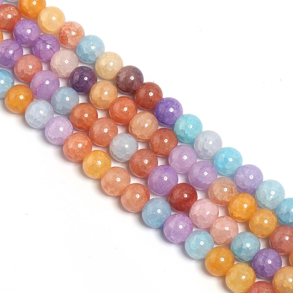 1 Strand 8 10mm Glass Floral Beads Colorful Round Loose Spacer Beads For DIY Charms Jewelry Making Bracelet Necklace Accessories