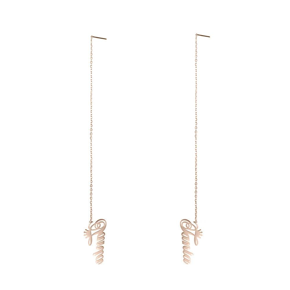 Sherman Benutzername Linear Einfädler Ohrringe Lange Quaste Hängende Buchstaben Ohrringe Weiblich Edelstahl Schmuck