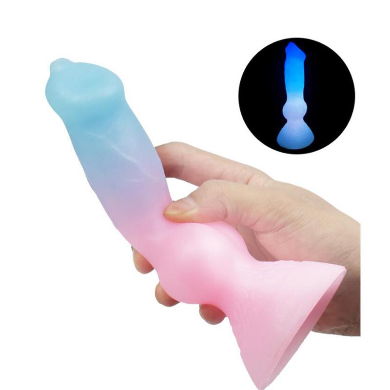Luminous Dog Dildo Anal Plug Animal Dildo Sex Toys for Women Men Silicone Penis for Women Glow In The Dark