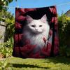 1pc Cat Flowers Outdoor Blanket - Soft Flannel Cozy for Travel & Camping - All-Season Warm Bed Cover, Machine Washable yy251229066