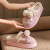Fluffy Pom-pom Cotton Slippers Women's Winter Indoor Home Non-slip Thick Bottom Velvet Warm Outer Wear Cute Cotton Drag Women's Models