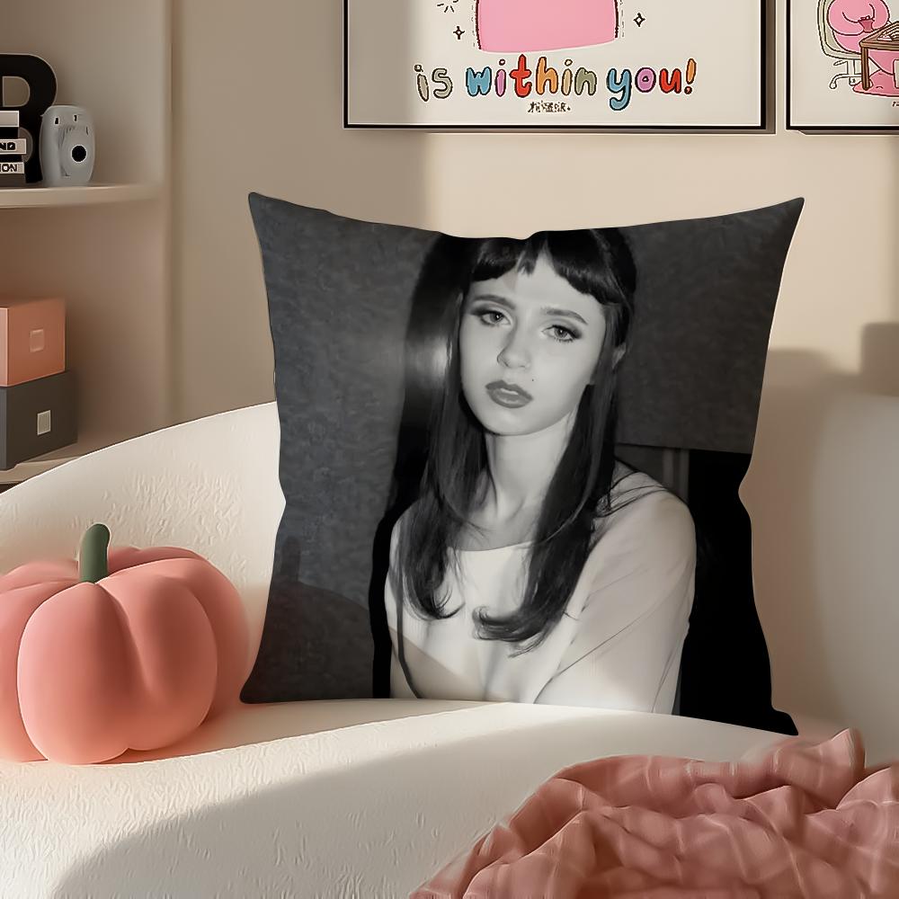 Mellow Indie American Singer CClairo Cushion Cover Pillowcase Short Plush Invisible zipper Room Sofa Cushion Cover