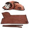 Haustier Wasserabsorbierender Bademantel Hund Katze Tragbares Kapuzen-Trockenbadetuch mit Gürtel BraunXL