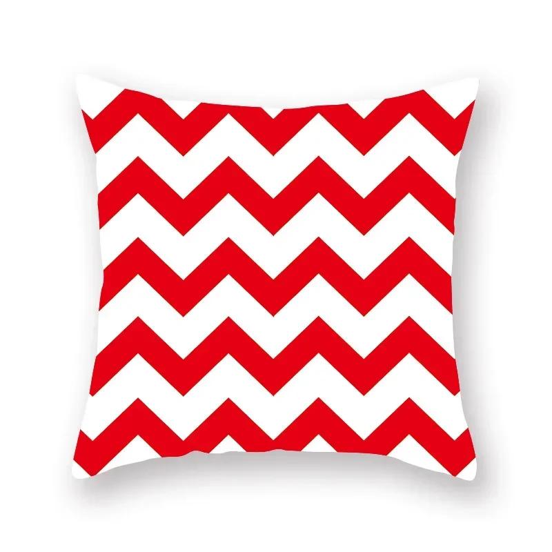 Red Geometric Pillowcase Living Room Sofa Cushion Polyester Pillowcase Home Bedroom Car Decorative Pillowcase 45X45Cm