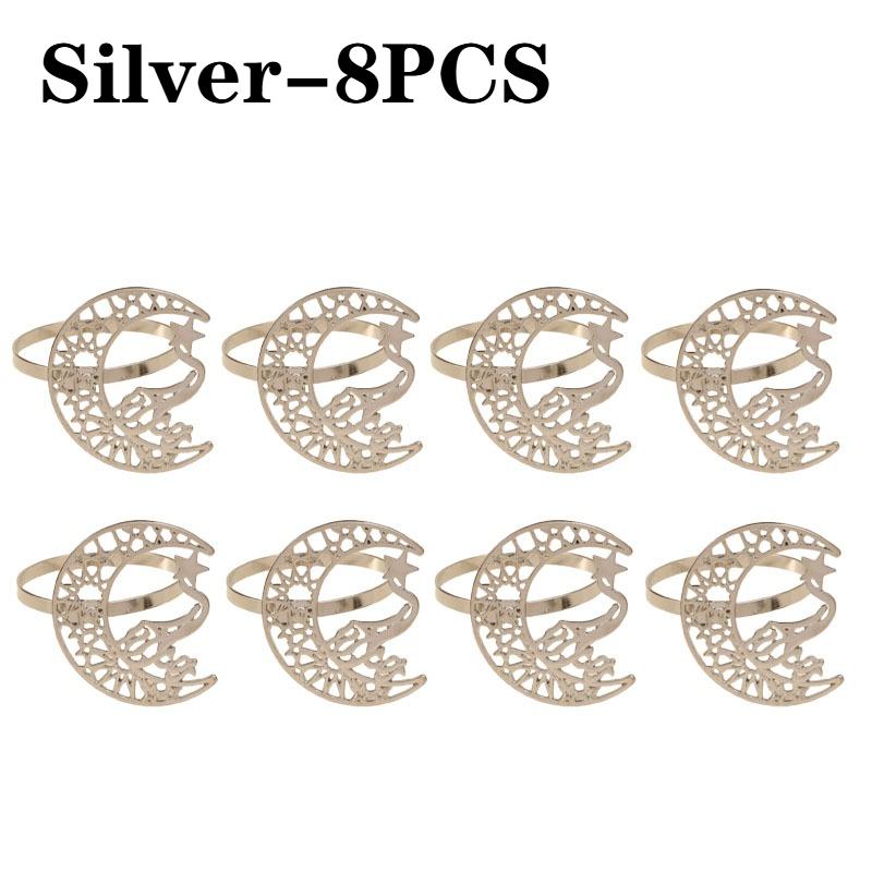 1-8PCS 2026 Gold Ramadan Kareem Napkin Rings Bismillah Napkin Holder for Eid Mubarak Ramadan Party Table Decor and Supplies