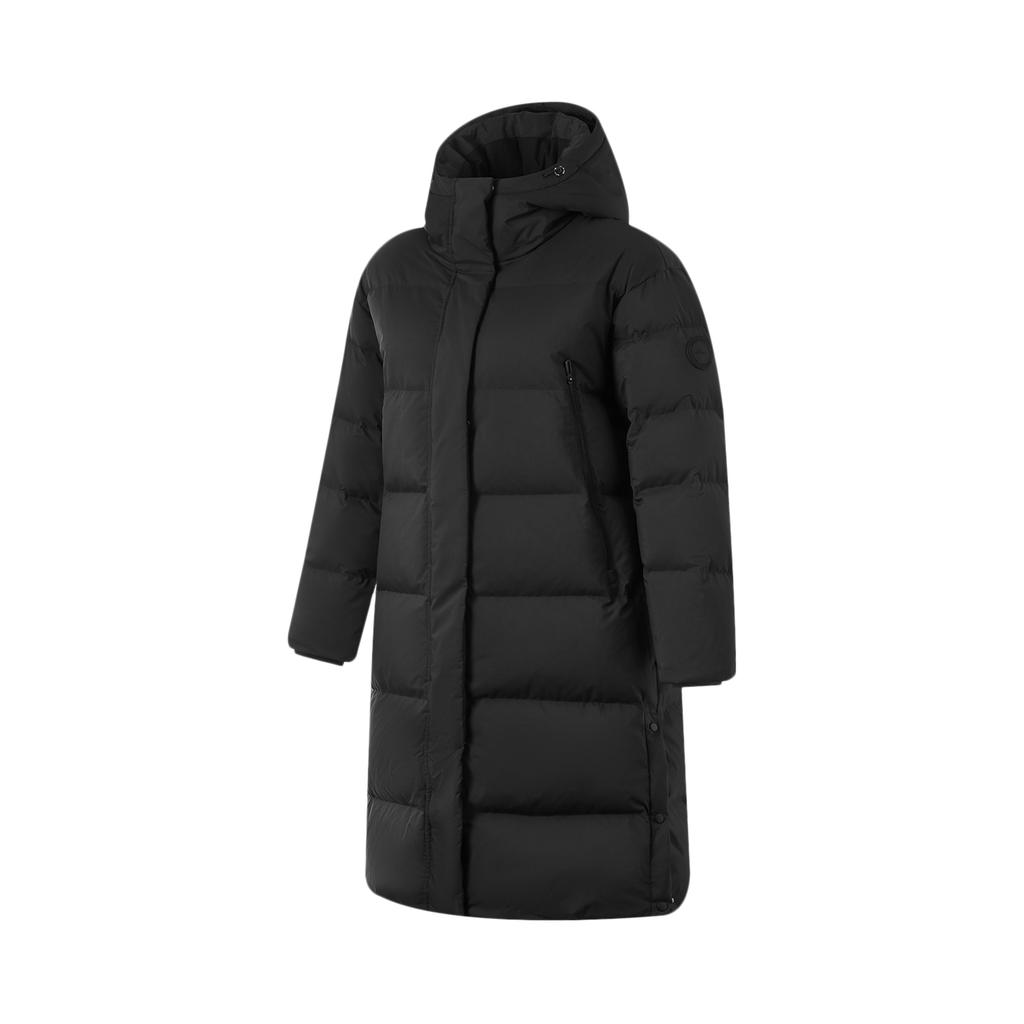 Li Ning Fitness Series Sports Casual Simple Loose Cold Resistant Warm Outdoor Long Down Jacket Women Outerwear Black AYMU110-2