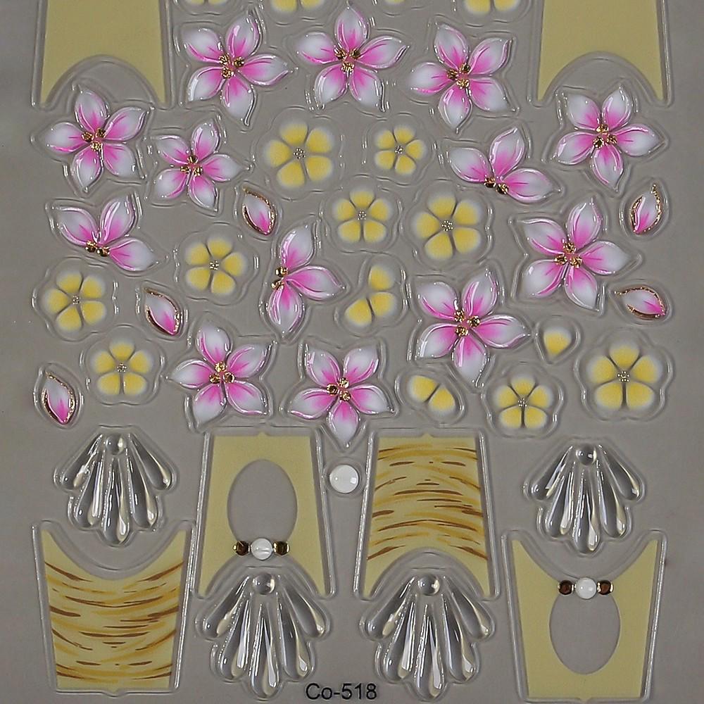 Kirschblüten Eisrosa Nageltattoos - Transparente Florale Kunstdekoration