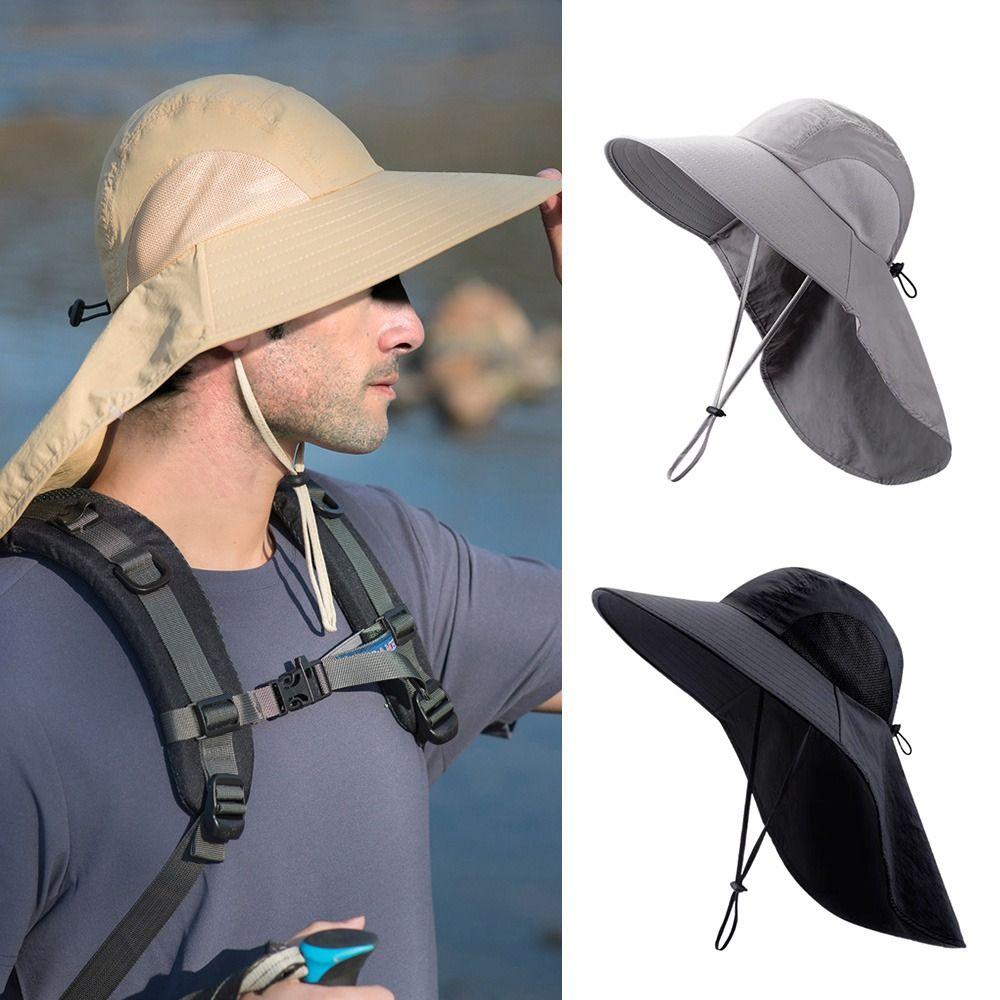 Hiking Sun Protection Hat Anti-UV Men Bucket Hats Fashion Wide Brim Sun Hat with Neck Flap