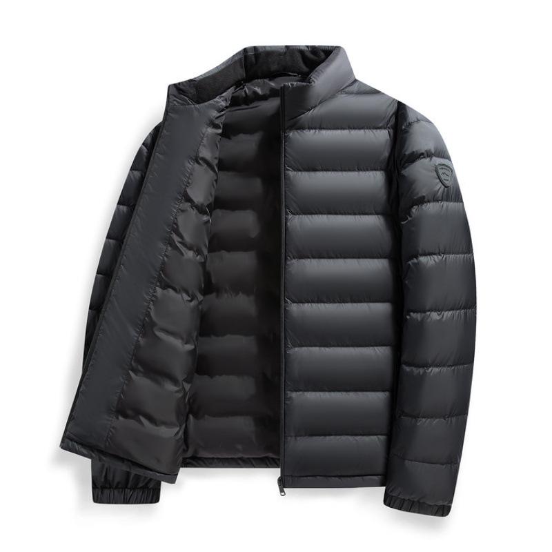

Men s Stand Collar Lightweight Duck Down Jacket - 2025 Autumn/Winter Urban Solid Color Warm Outerwear for Middle-Aged Men XXL