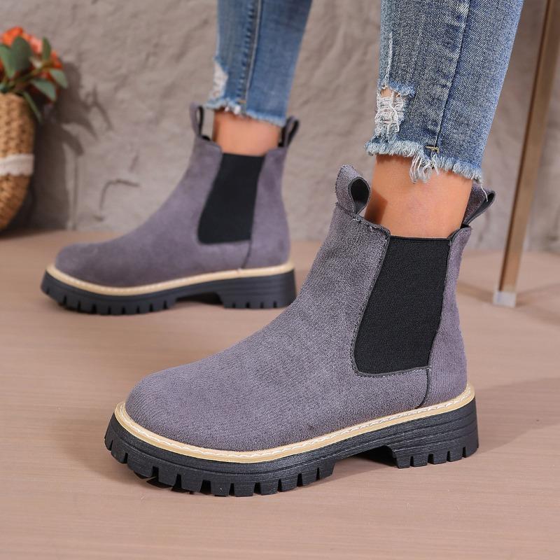 Women's Wide Width Ankle Boots, Round Toe Fashion Winter Booties, European Style Short Boots for Women