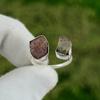 Natural Pink Tourmaline Rough Stackable Adjustable Ring 925 Silver For Women
