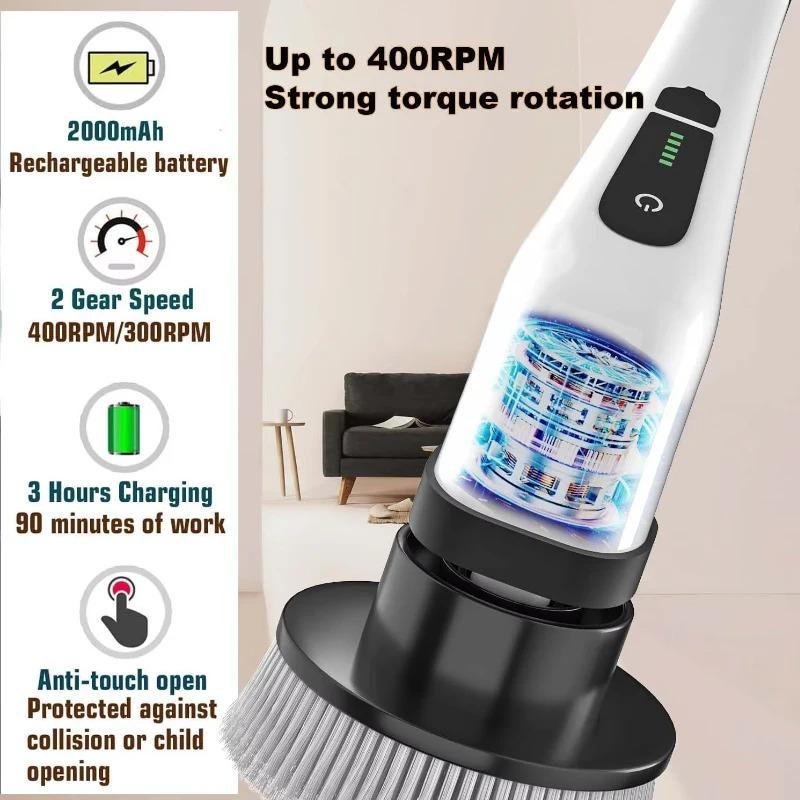 Cordless Electric Spin Scrubber Multipurpose Power Brush for Bathroom Toilet Kitchen Cleaning Remove Stains Mold Hair
