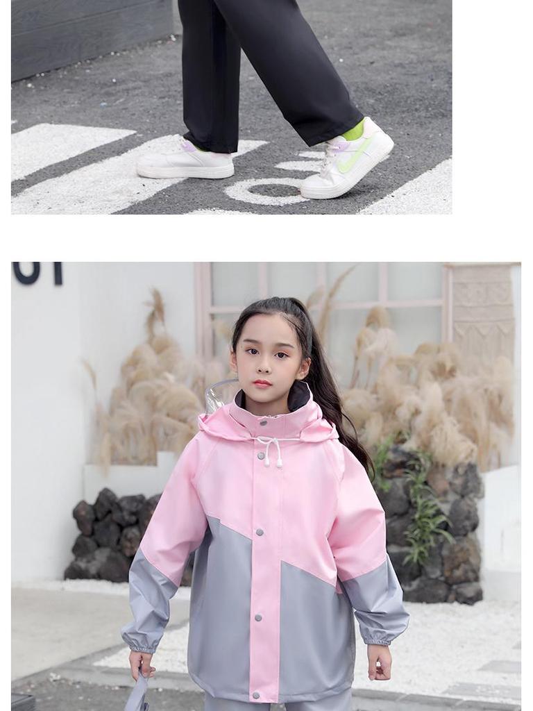 Kid's Raincoat & Pants Set with Large Brim and Backpack Slot for Boys and Girls