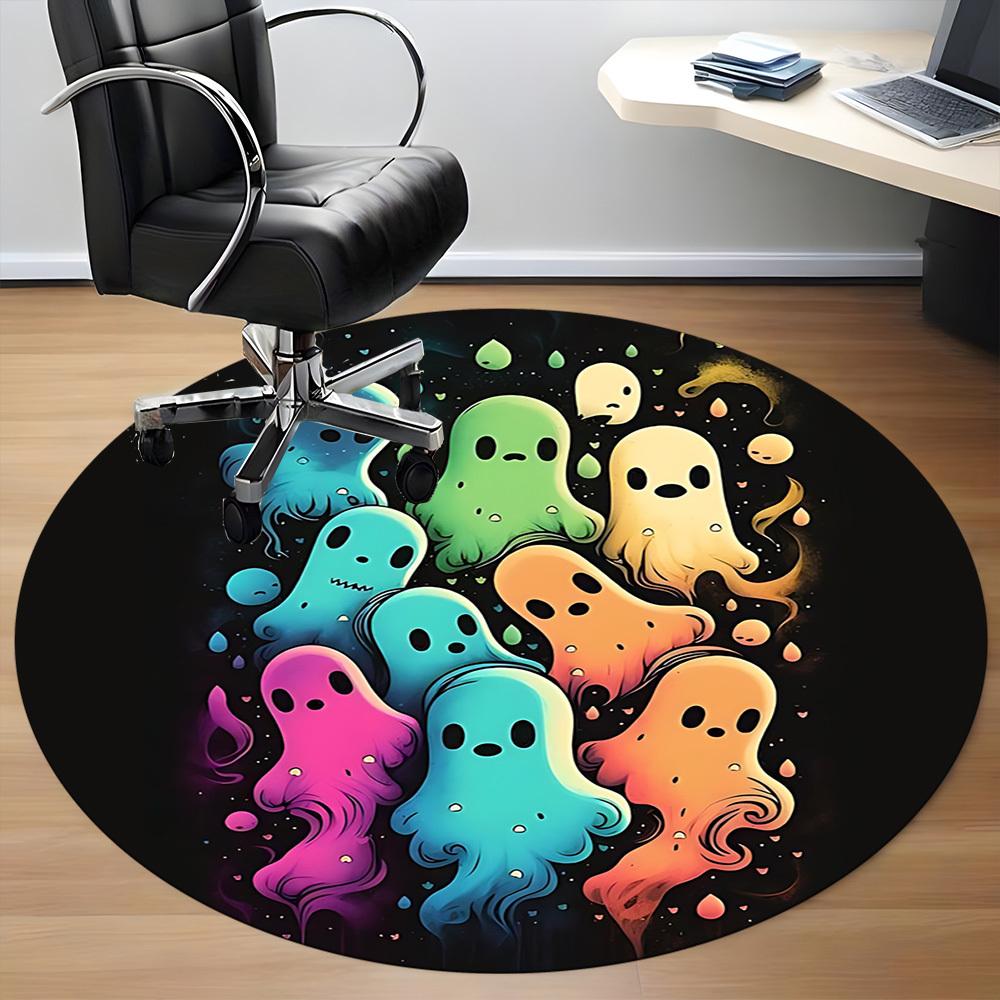 1pc Ghostly Colors Office Round Area Rug, Indoor Mat Suitable For Office, Under Office Chairs Bedroom Living Room Home Decor, Room Deco