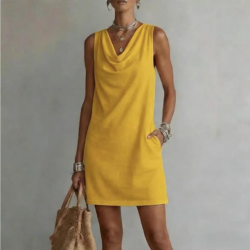 New Summer Plain-color Fitted Sleeveless Halter-neck Dress for Women