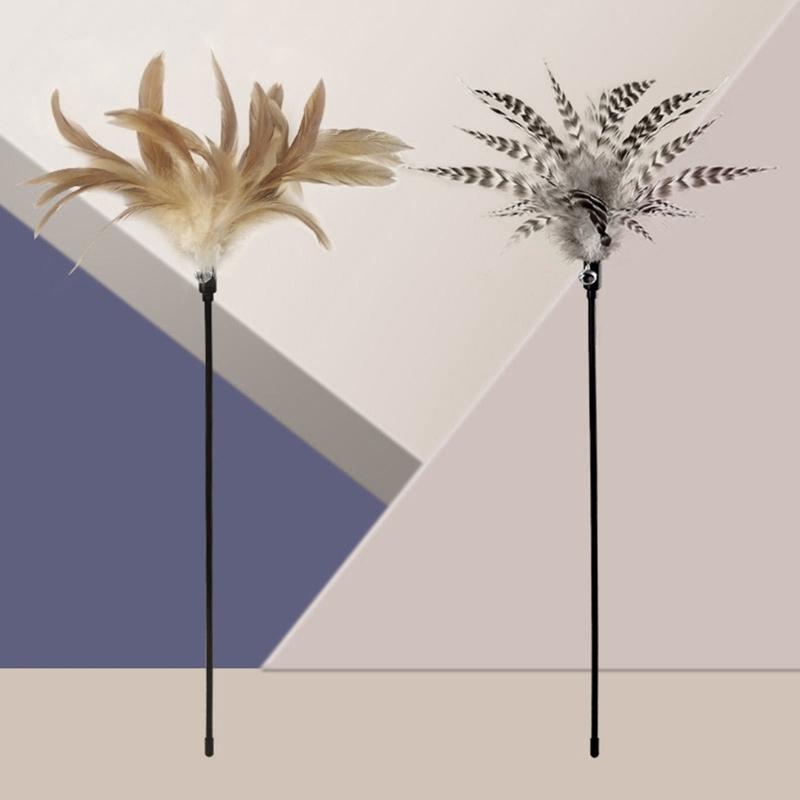 Feder Kätzchen Quaste Spielzeug Kätzchen Lustig Bunte Stange Katze Stab Spielzeug Haustier Katze Spielzeug Interaktiver Stock Haustier Katze Jagd Zubehör