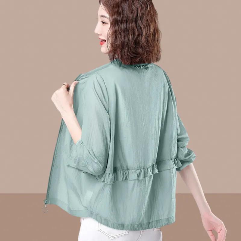 

Куртка Солнцезащитная одежда Тонкий кардиган Повседневная летняя солнцезащитная одежда для улицы Свободная дышащая женская солнцезащитная одежда для женщин XXXL