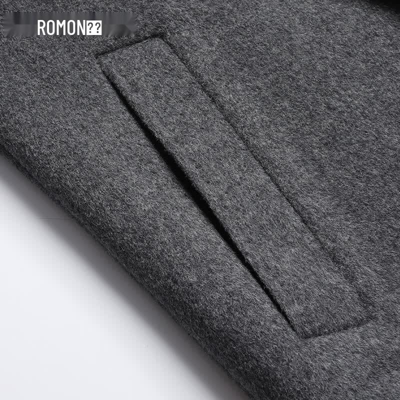 Luomeng Men's 100% Wool Double-Sided Mid-Length Overcoat