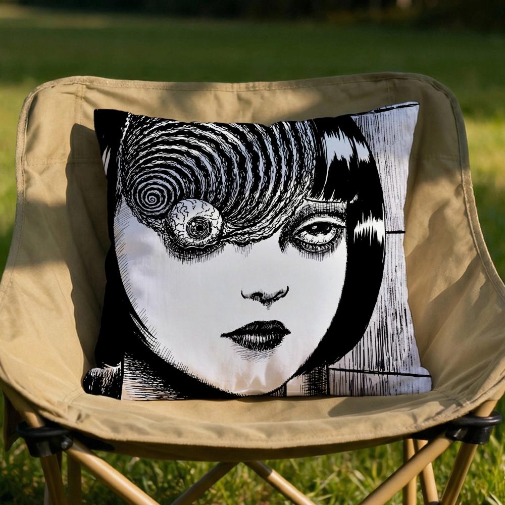 

JJunji Ito Terror Horror Cushion Cover Soft Reversible Durable Pillow Cover MultiScene Use for Home Car Daily Comfort 30X30cm
