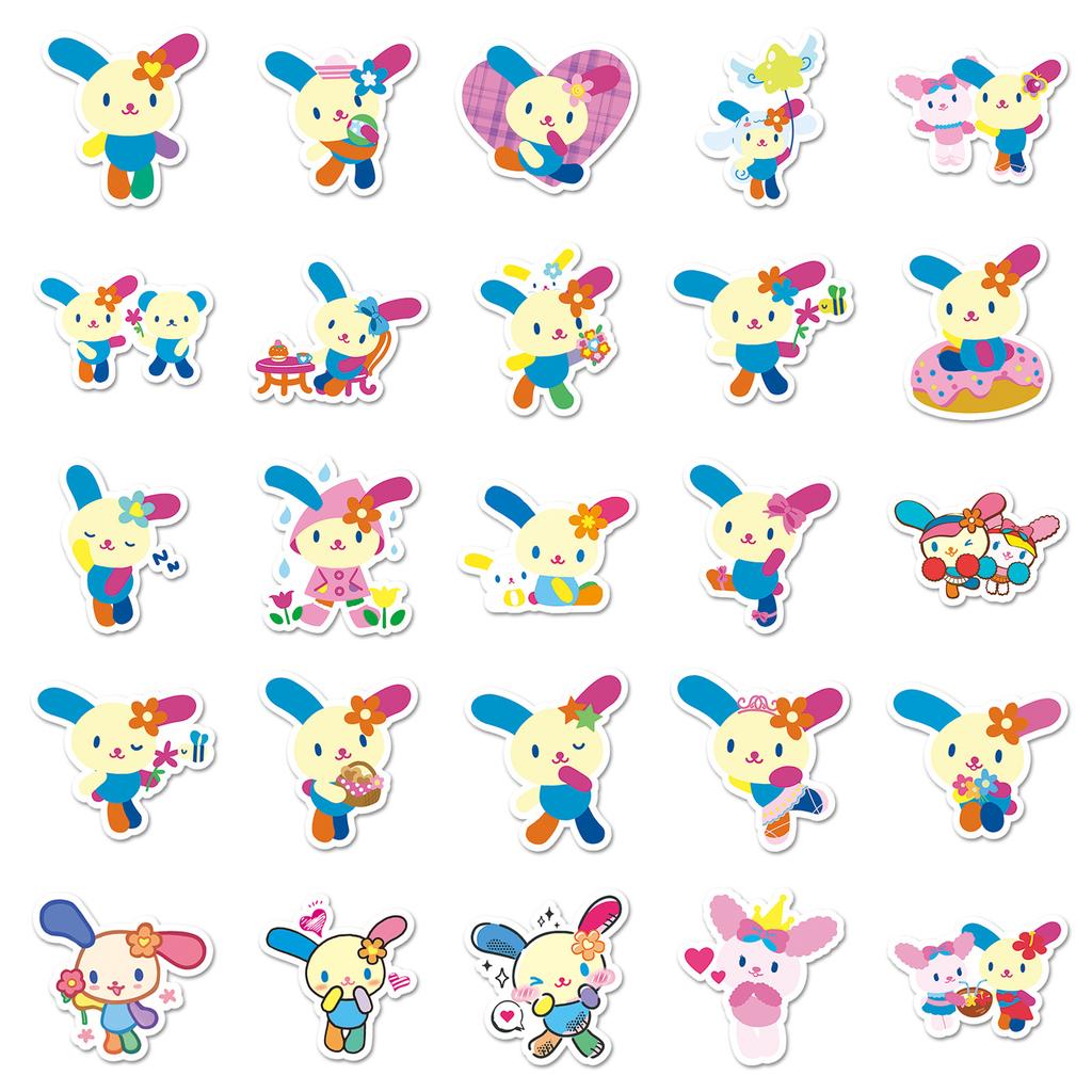 Sanrio Animation Design Floral Bunny Usahana Decals, Little Mochi Design Decals for Stationery and Phone Decoration