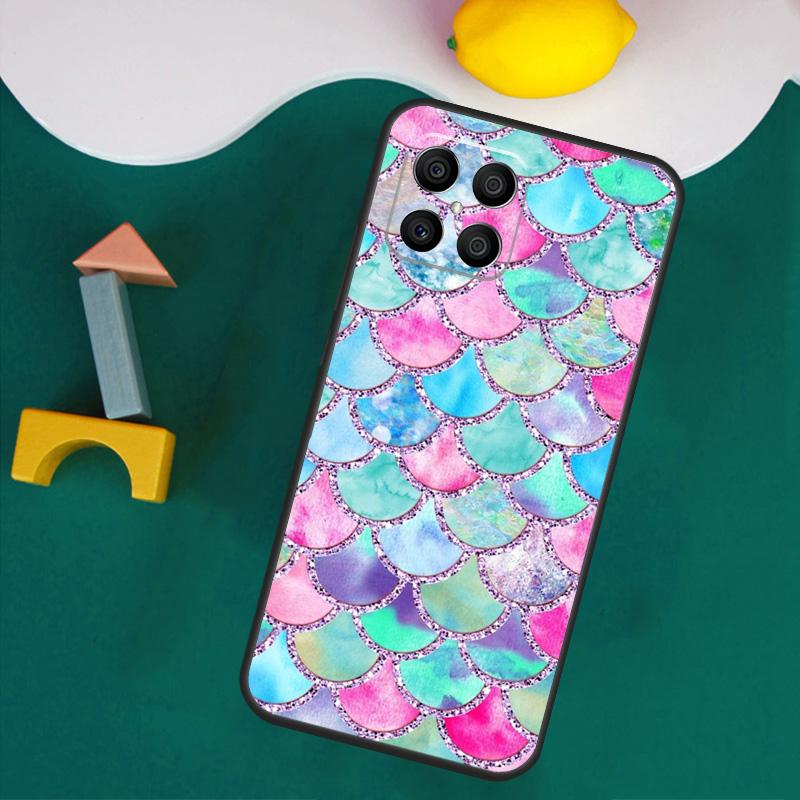 Watercolor Faux Mermaid Scales Case For Honor Magic 7 Lite 5 6 Honor 200 Pro 50 70 90 Lite X9a X8a X8 X9 X8b X9c X9b Cover