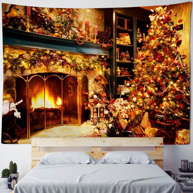 Christmas Tree Snow Tapestry Wall Hanging New Year Gift Elk Christmas Home Decoration Bohemian Aesthetics Bedroom Decoration