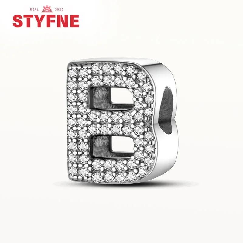 Kupfer 26 Buchstaben Glänzend Zirkon Alphabet Anhänger Perle Passend Original Armband DIY Feiner Schmuck Geschenk Für Frauen Machen