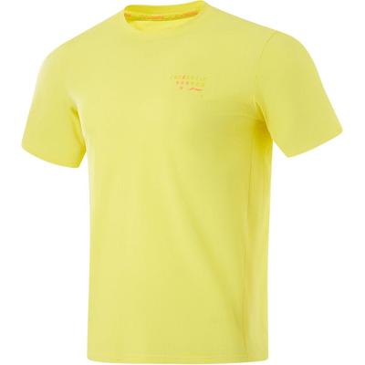 Li Ning Running Series Solid Color Round Neck Comfortable Breathable Short Sleeve T-Shirt Men Tops Bright-Yellow ATSU051-5