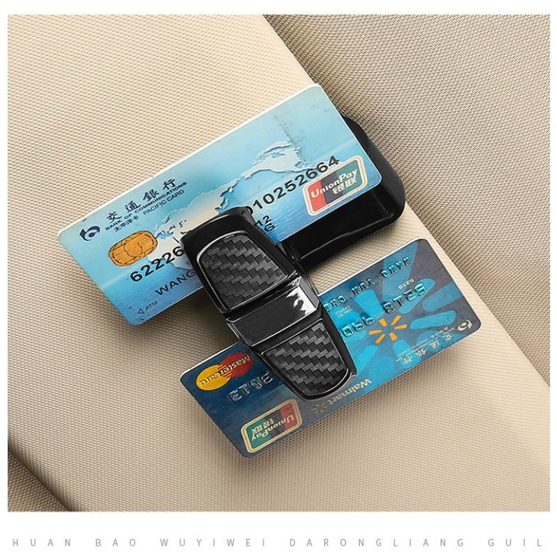 Pack of 2  Car Glasses Holders with Card Clip, Sunglasses Holder, 180° Rotating Glasses Clip with Cards, Double Ended Clip for All Vehicle Models