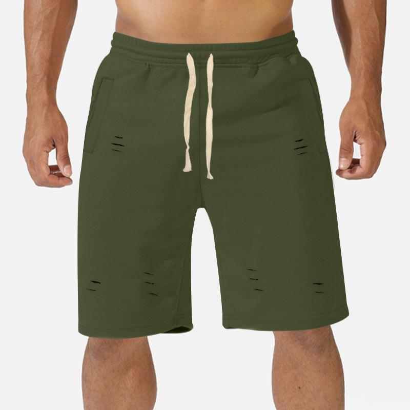 

Летние свободные шорты мужские спортивные пляжные брюки повседневные фитнес уличные рваные модные шорты XXXL темно серый